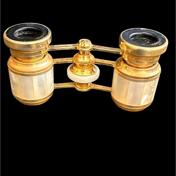 Antique Opera Glasses Gold & Mother-Of-Pearl, Embossed Satin Case Circa 1880-191 - Picture 3 of 16